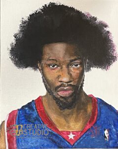 Painting of Ben Wallace from black artist Curtis Wallace in Michigan